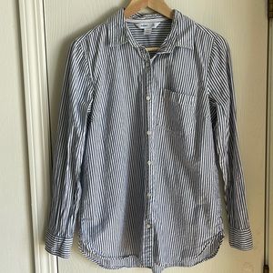 Old Navy blue white striped button down tunic medium